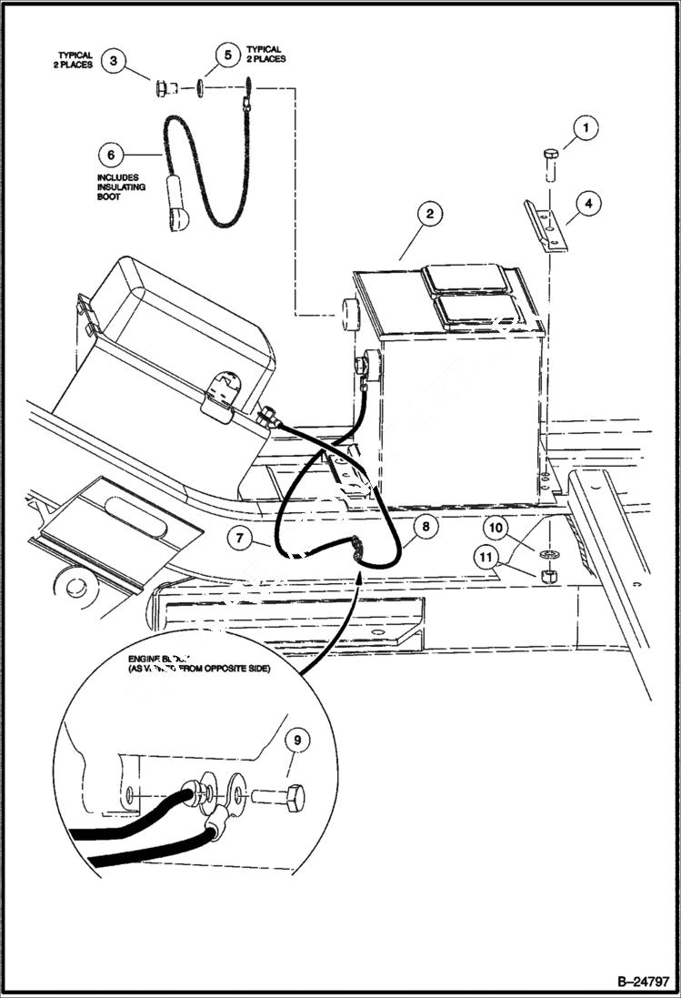 Схема запчастей Bobcat 2200 - BATTERY Gasoline ELECTRICAL SYSTEM