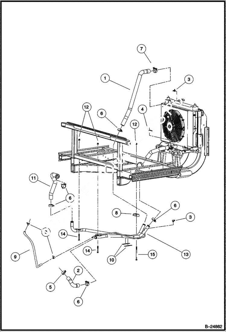 Схема запчастей Bobcat 2200 - COOLANT PIPES & HOSES Diesel POWER UNIT