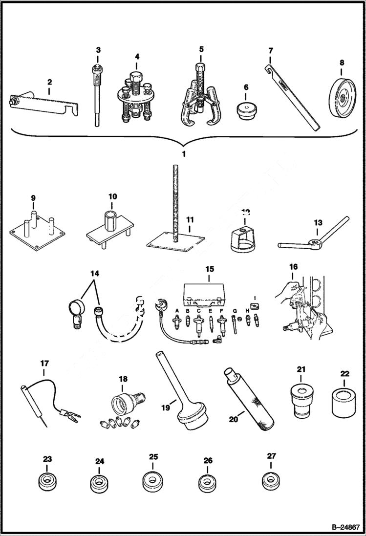 Схема запчастей Bobcat 2200 - MAINTENANCE & SERVICE TOOLS MAINTENANCE ITEMS