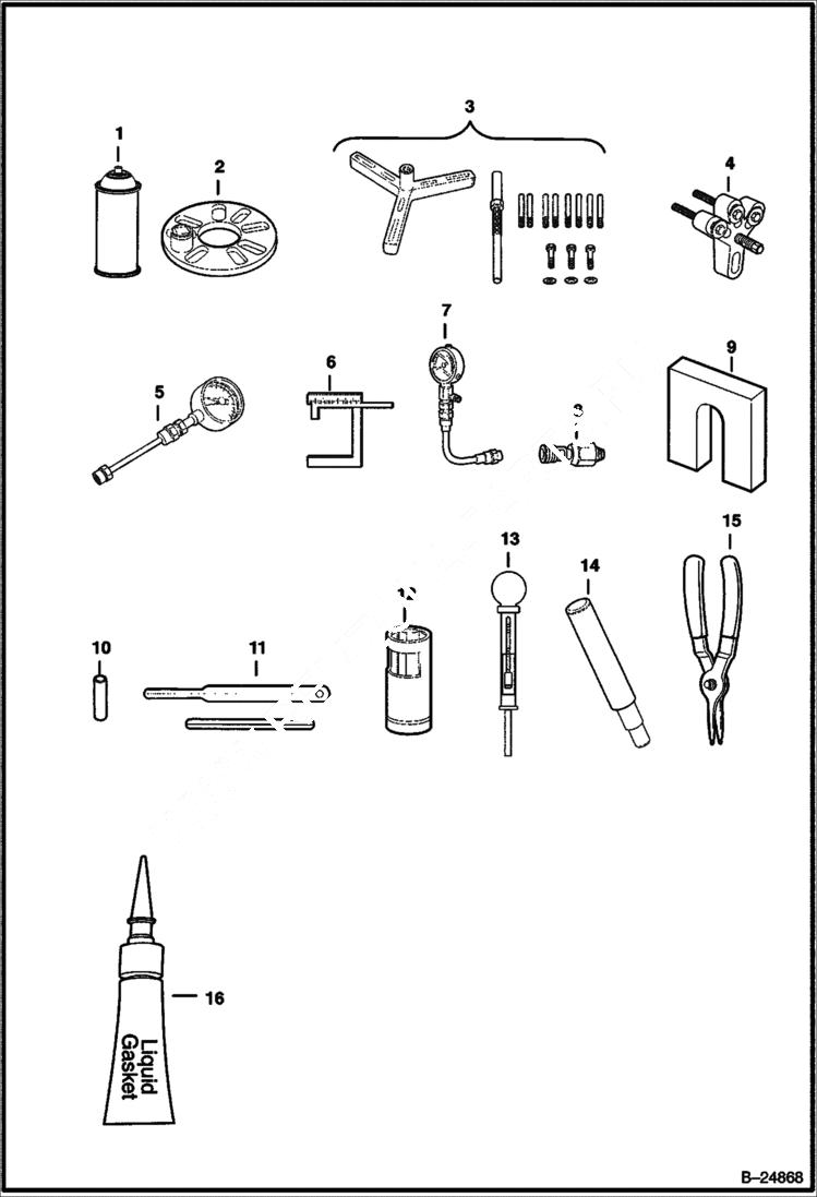 Схема запчастей Bobcat 2200 - MAINTENANCE & SERVICE TOOLS MAINTENANCE ITEMS