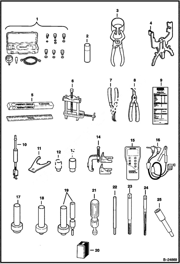 Схема запчастей Bobcat 2200 - MAINTENANCE & SERVICE TOOLS MAINTENANCE ITEMS