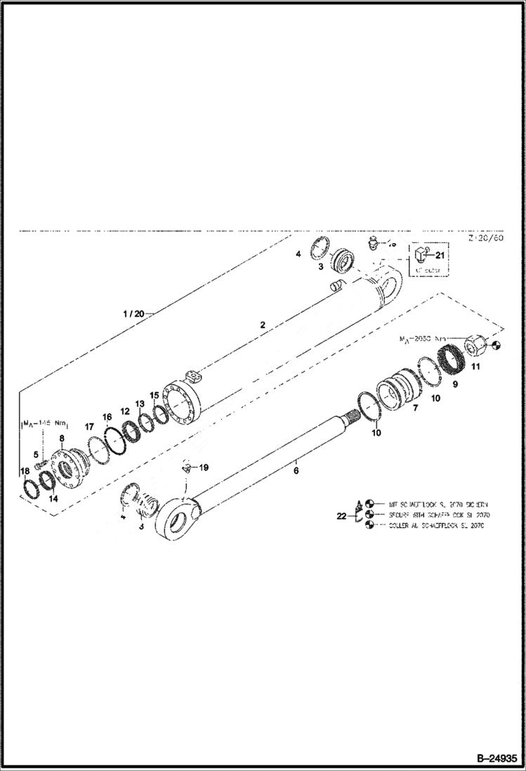 Схема запчастей Bobcat 442 - HYDRAULIC CYLINDER Boom USA HYDRAULIC SYSTEM
