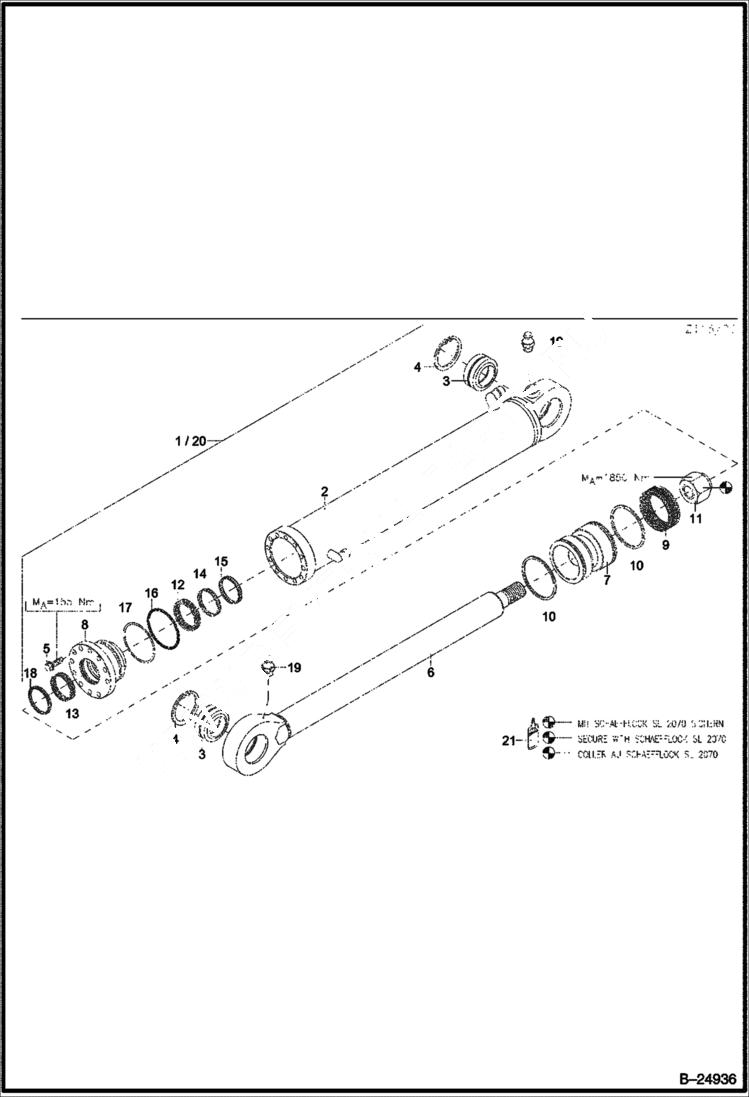 Схема запчастей Bobcat 442 - HYDRAULIC CYLINDER Dipper Arm USA HYDRAULIC SYSTEM