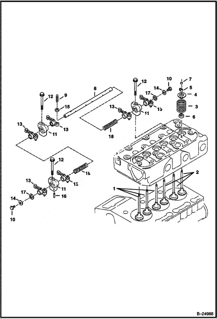 Схема запчастей Bobcat Mini Tracks Loaders - ROCKER ARM & VALVES POWER UNIT