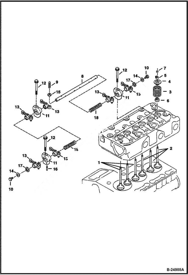 Схема запчастей Bobcat Mini Tracks Loaders - ROCKER ARM & VALVES (Kubota D902-E3B-BC-1)(Tier IV Replacement) REPLACEMENT ENGINE