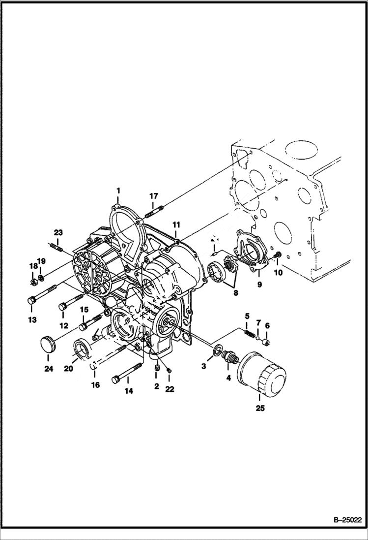 Схема запчастей Bobcat 400s - GEAR CASE (Kubota D1005 Tier II) (S/N 538911001 & Above, 539011001 & Above) POWER UNIT