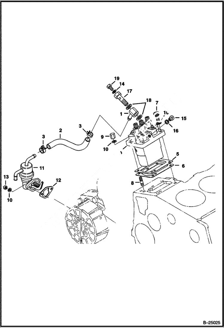 Схема запчастей Bobcat 400s - INJECTION PUMP & FUEL PUMP (Kubota D1005 Tier II) (S/N 538911001 & Above, 539011001 & Above) POWER UNIT