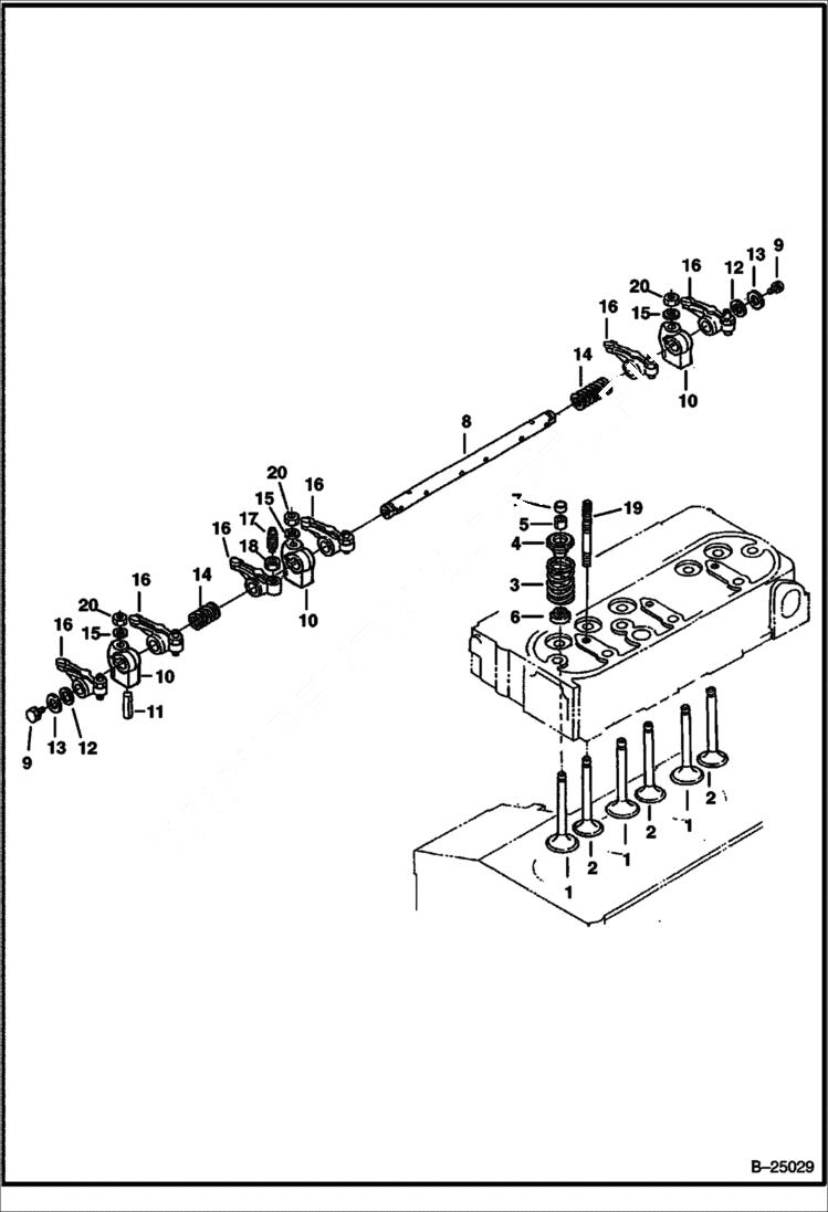 Схема запчастей Bobcat S-Series - ROCKER ARM & VALVES POWER UNIT