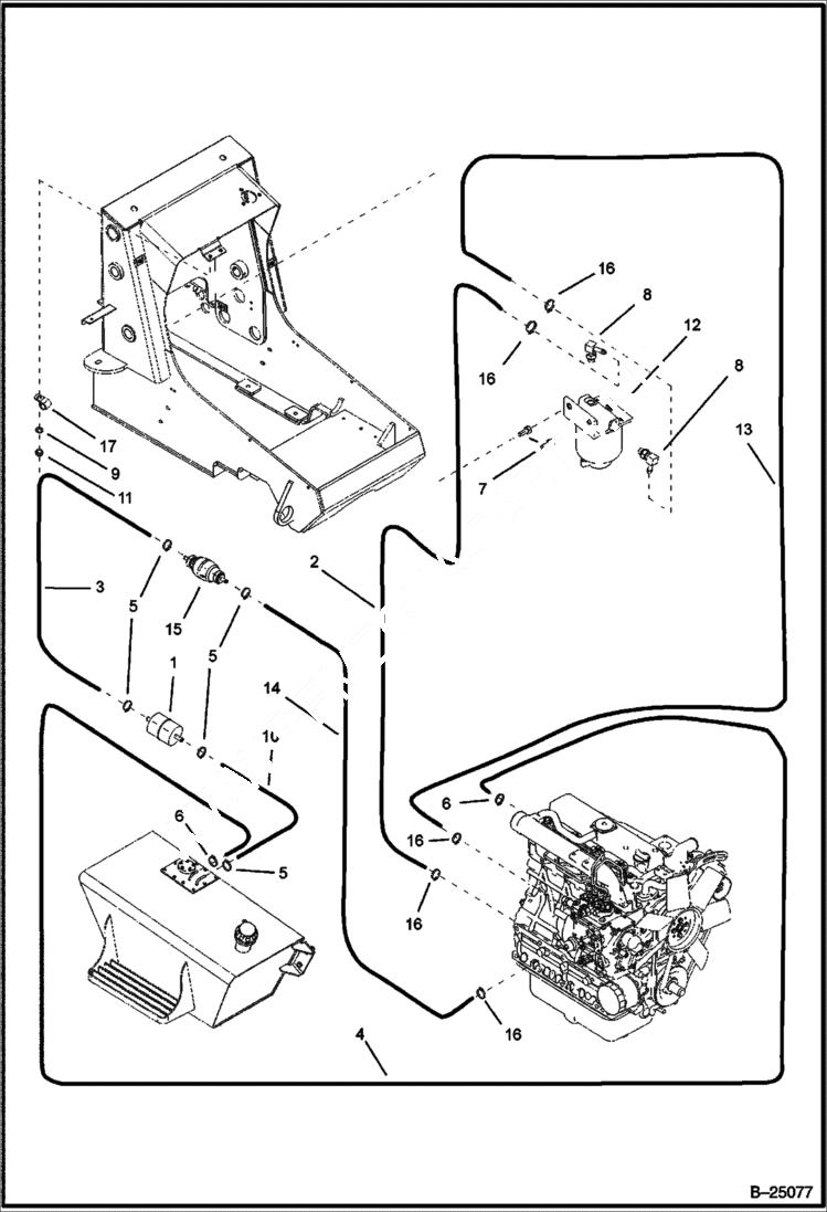 Схема запчастей Bobcat BL370 - FUEL ASSY (Tier II) (S/N 5732 11001 & Above) POWER UNIT