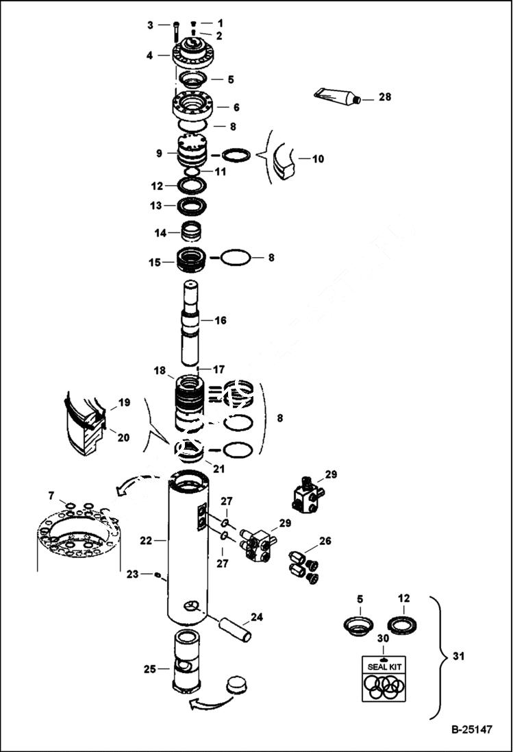 Схема запчастей Bobcat BREAKERS - BREAKER (Internal Parts) (HB980 A00Y) (Use on 329, 331, 331E, 334, 335 ,337, 341, 430, 435) Loader