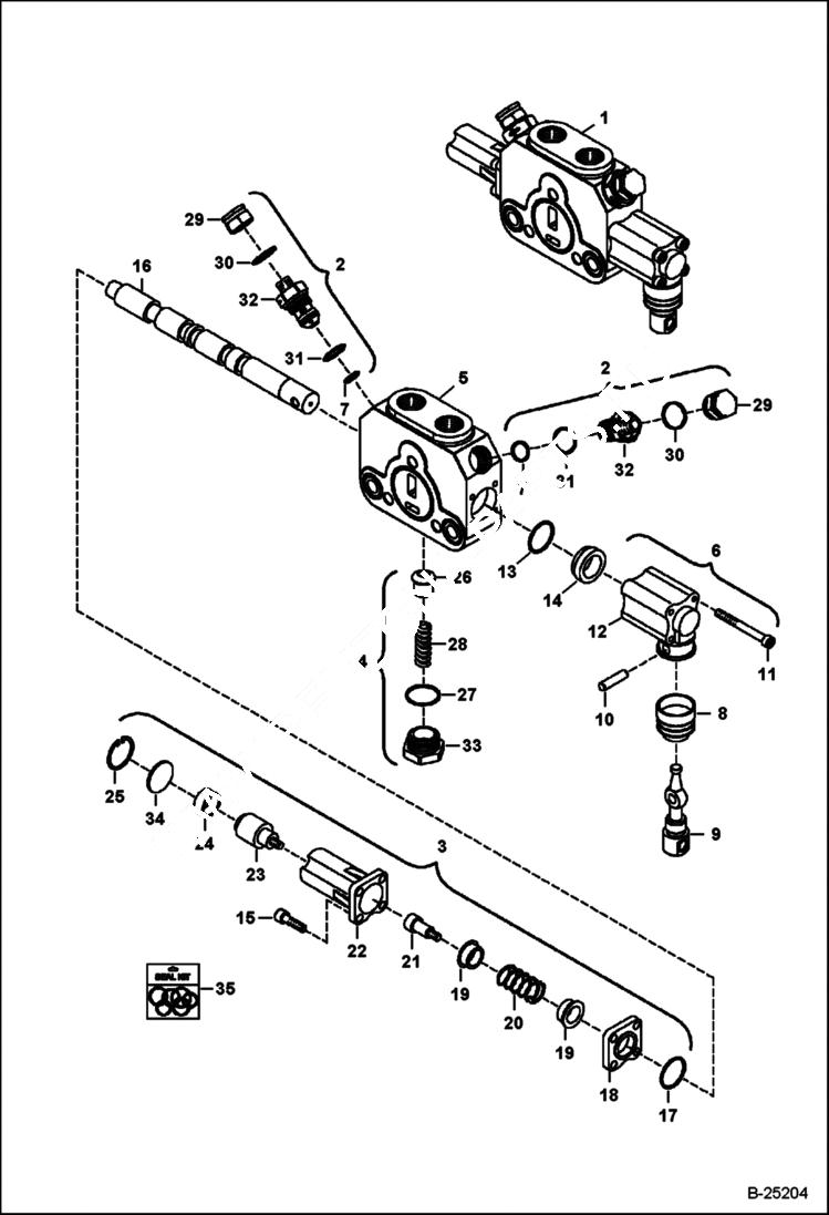 Схема запчастей Bobcat B200 - HYDRAULIC CIRCUITRY (Auxilliary Section) HYDRAULIC SYSTEM
