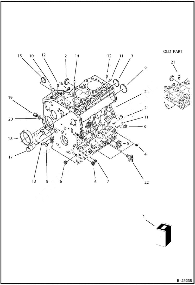 Схема запчастей Bobcat BL275 - CRANKCASE Tier II 5730 11001 & Above POWER UNIT