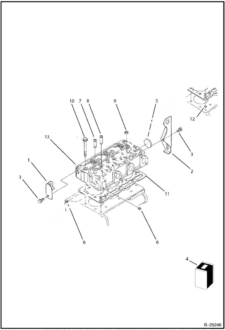 Схема запчастей Bobcat BL275 - CYLINDER HEAD Tier II 5730 11001 & Above POWER UNIT
