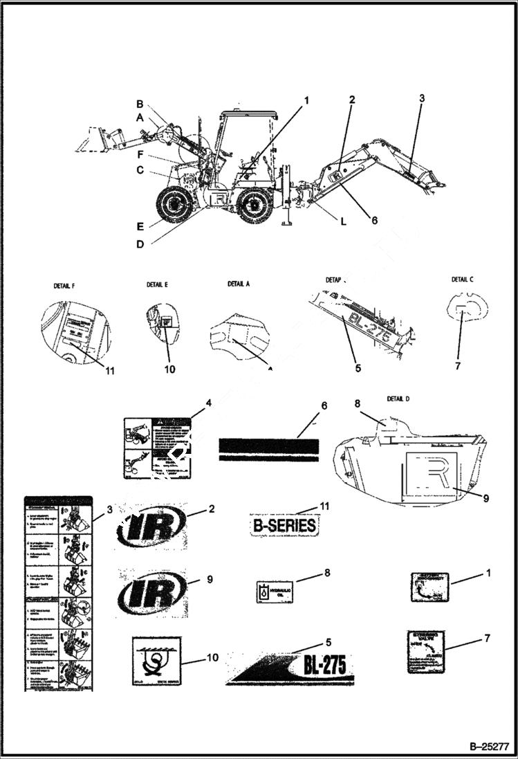 Схема запчастей Bobcat B250 - DECALS B250 ACCESSORIES & OPTIONS