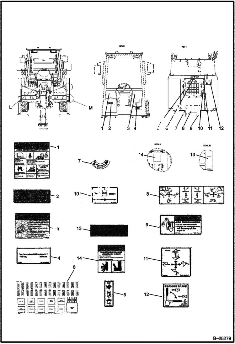 Схема запчастей Bobcat B250 - DECALS B250 ACCESSORIES & OPTIONS