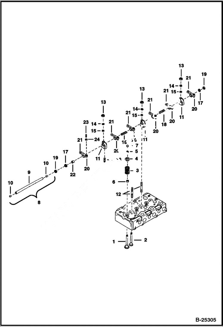 Схема запчастей Bobcat 600s - ROCKER ARM & VALVES POWER UNIT