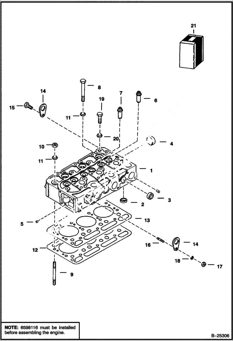 Схема запчастей Bobcat 600s - CYLINDER HEAD POWER UNIT