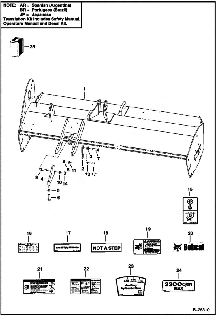 Схема запчастей Bobcat FLAIL CUTTER - FLAIL CUTTER - EUROPE ONLY (Main Frame & Decals) (FC155) Loader