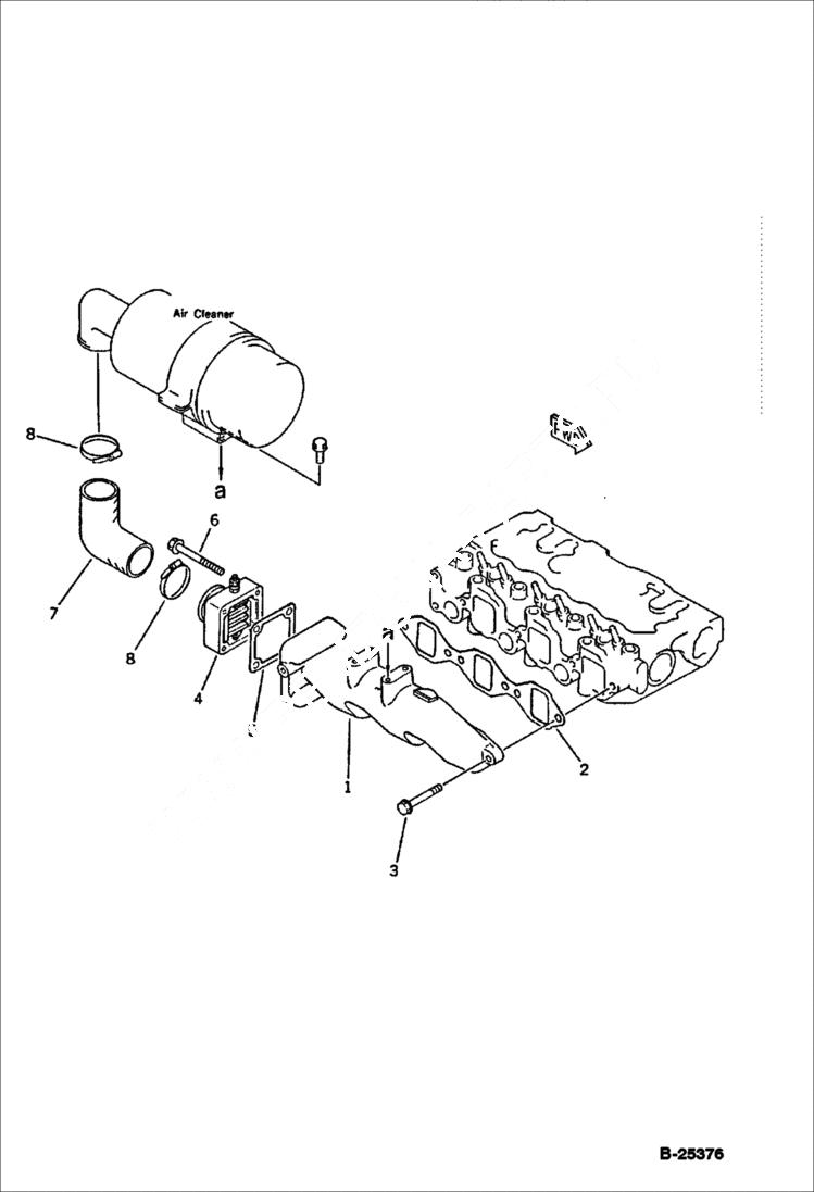 Схема запчастей Bobcat 76 - AIR INTAKE MANIFOLD AND RIBBON HEATER CYLINDER HEAD