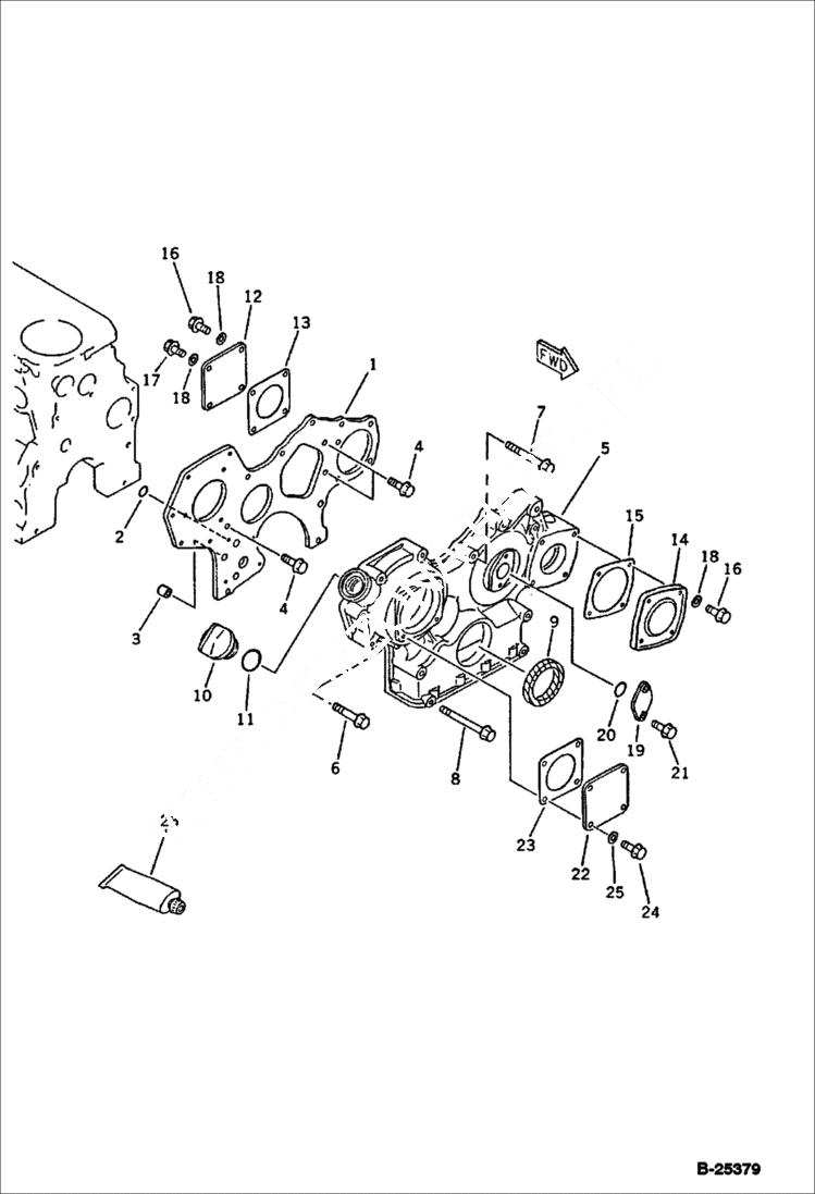 Схема запчастей Bobcat 76 - GEAR CASE AND FRONT COVER CYLINDER BLOCK