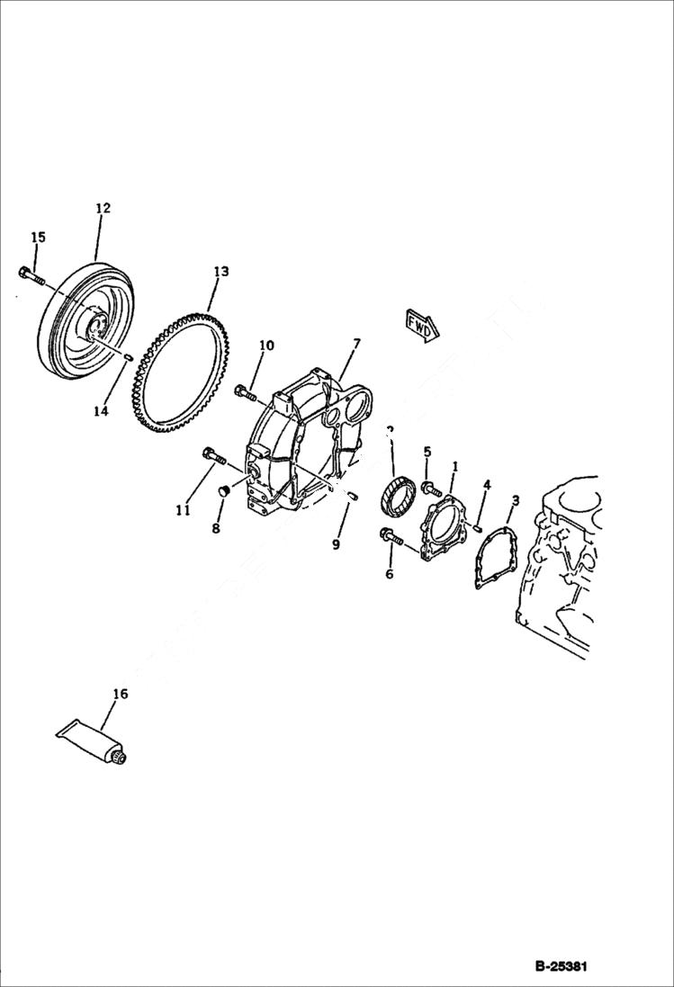 Схема запчастей Bobcat 76 - FLYWHEEL AND FLYWHEEL HOUSING CYLINDER BLOCK
