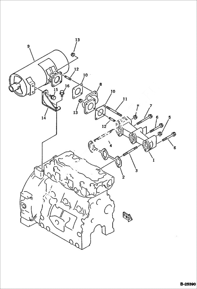 Схема запчастей Bobcat 76 - EXHAUST MANIFOLD AND MUFFLER CYLINDER HEAD