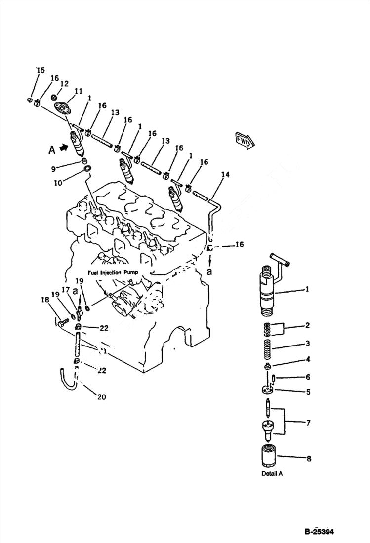 Схема запчастей Bobcat 76 - FUEL NOZZLE AND SPILL HOSE FUEL SYSTEM