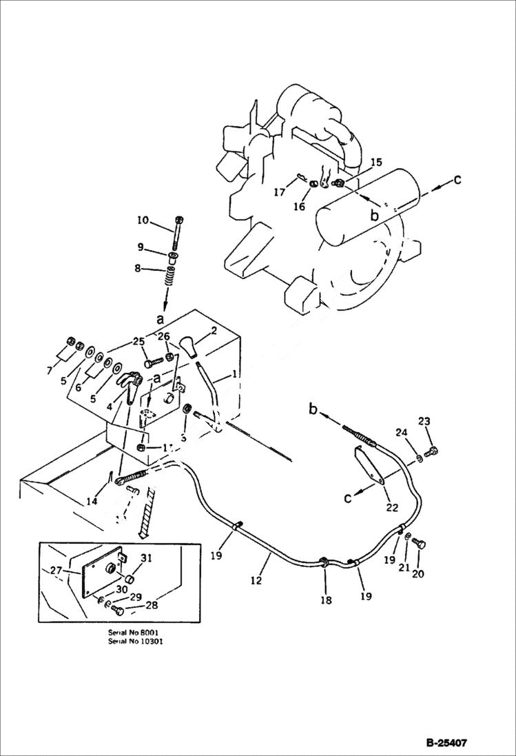 Схема запчастей Bobcat 76 - FUEL CONTROL LEVER ENGINE RELATED PARTS AND ELECTRICAL SYSTEM