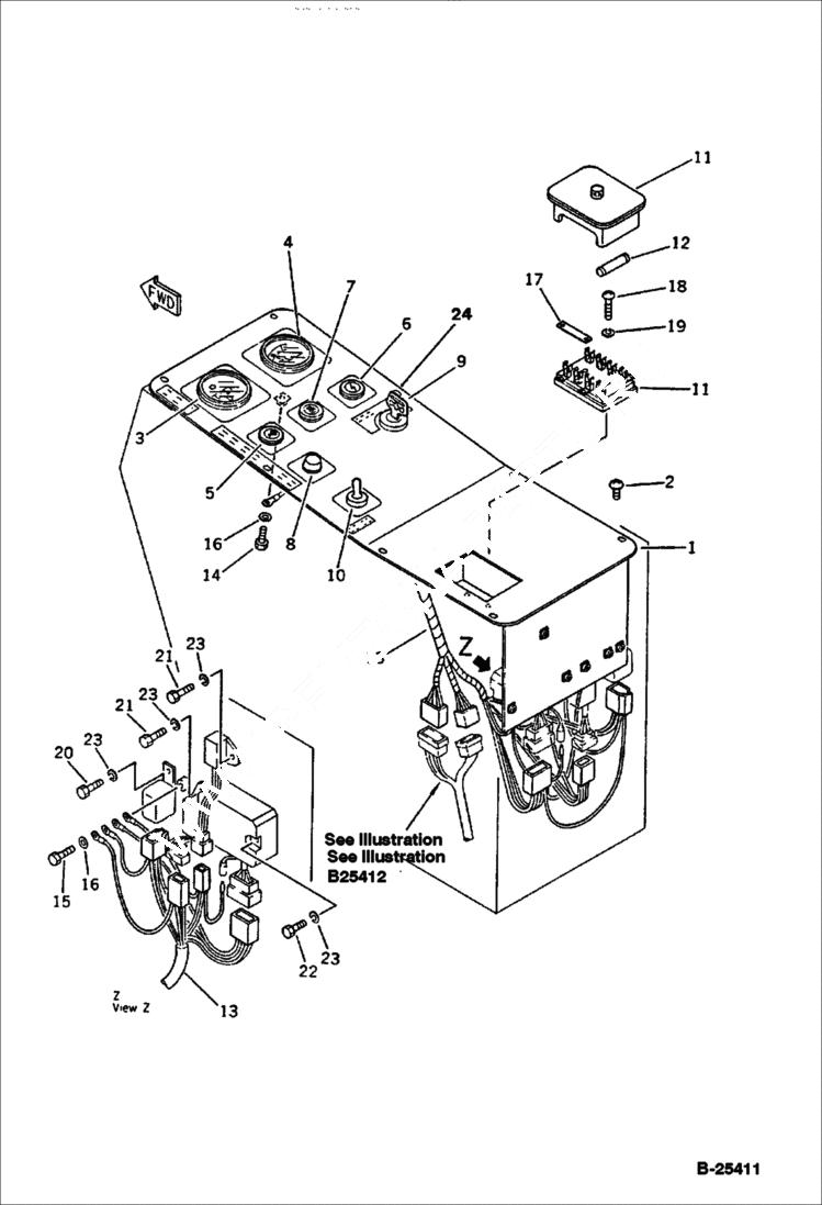 Схема запчастей Bobcat 76 - INSTRUMENT PANEL ENGINE RELATED PARTS AND ELECTRICAL SYSTEM