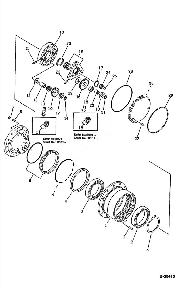 Схема запчастей Bobcat 76 - TRAVEL MOTOR (1/3) TRAVEL AND FINAL DRIVE