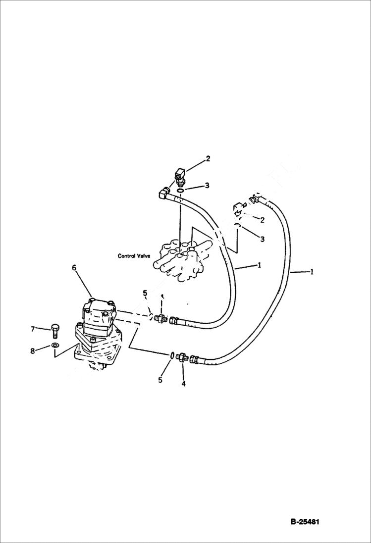 Схема запчастей Bobcat 76 - HYDRAULIC PIPING (VALVE TO/FROM SWING MOTOR) SWING CONTROL SYSTEM