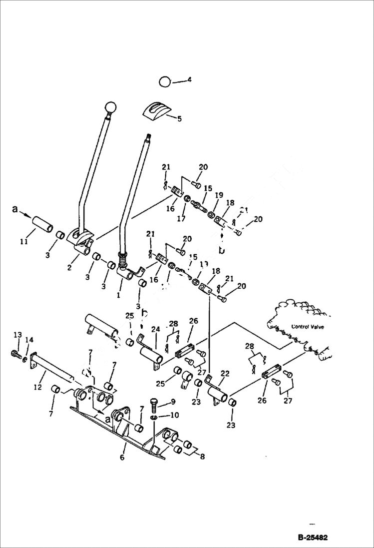 Схема запчастей Bobcat 76 - TRAVEL CONTROL LEVER AND LINKAGE SWING CONTROL SYSTEM