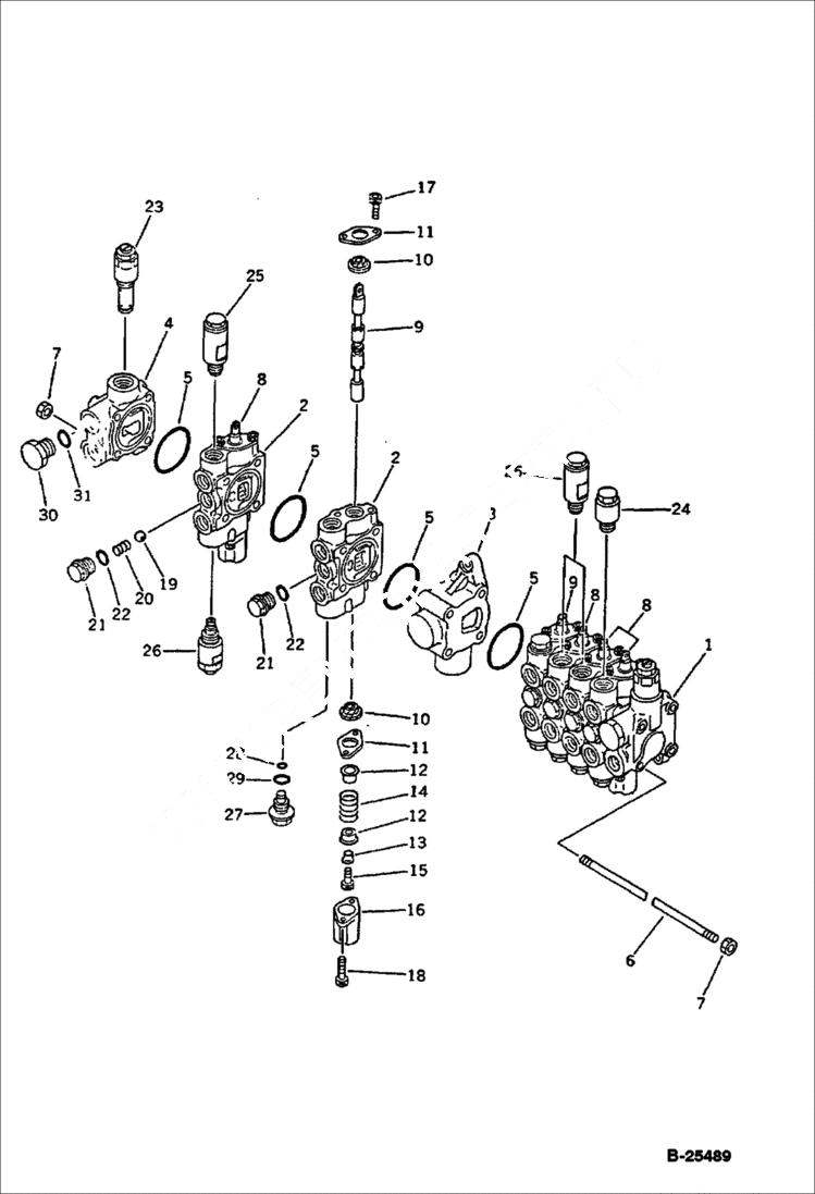 Схема запчастей Bobcat 76 - 6-SPOOL VALVE (1/2) WORK EQUIPMENT CONTROL SYSTEM