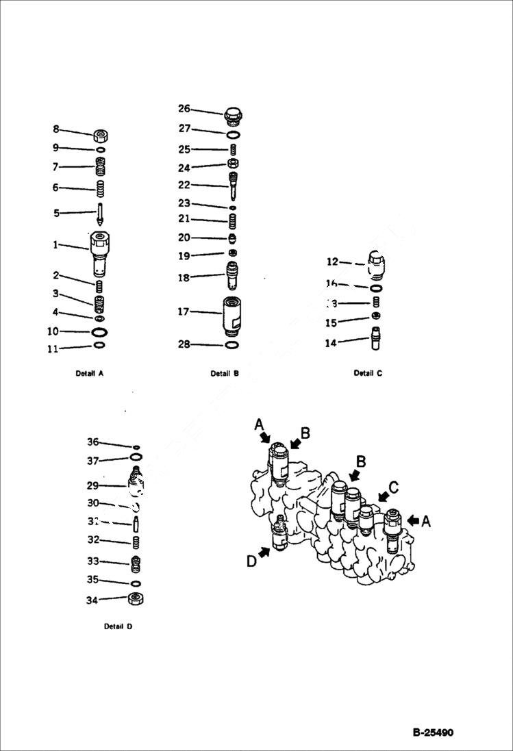 Схема запчастей Bobcat 76 - 6-SPOOL VALVE (2/2) WORK EQUIPMENT CONTROL SYSTEM
