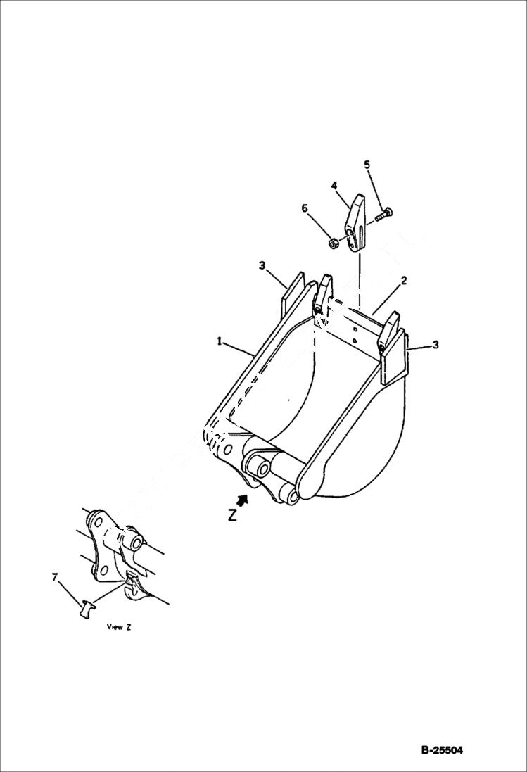 Схема запчастей Bobcat 76 - TRENCHING BUCKET 0.05 CUBIC METERS 250 MM WIDE - USA SPEC. (OP) OPTIONAL PARTS, MARK PLATE
