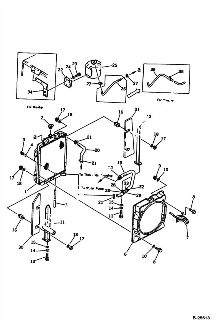 Схема запчастей Bobcat 100 - RADIATOR AND PIPING ENGINE RELATED PARTS AND ELECTRICAL SYSTEM