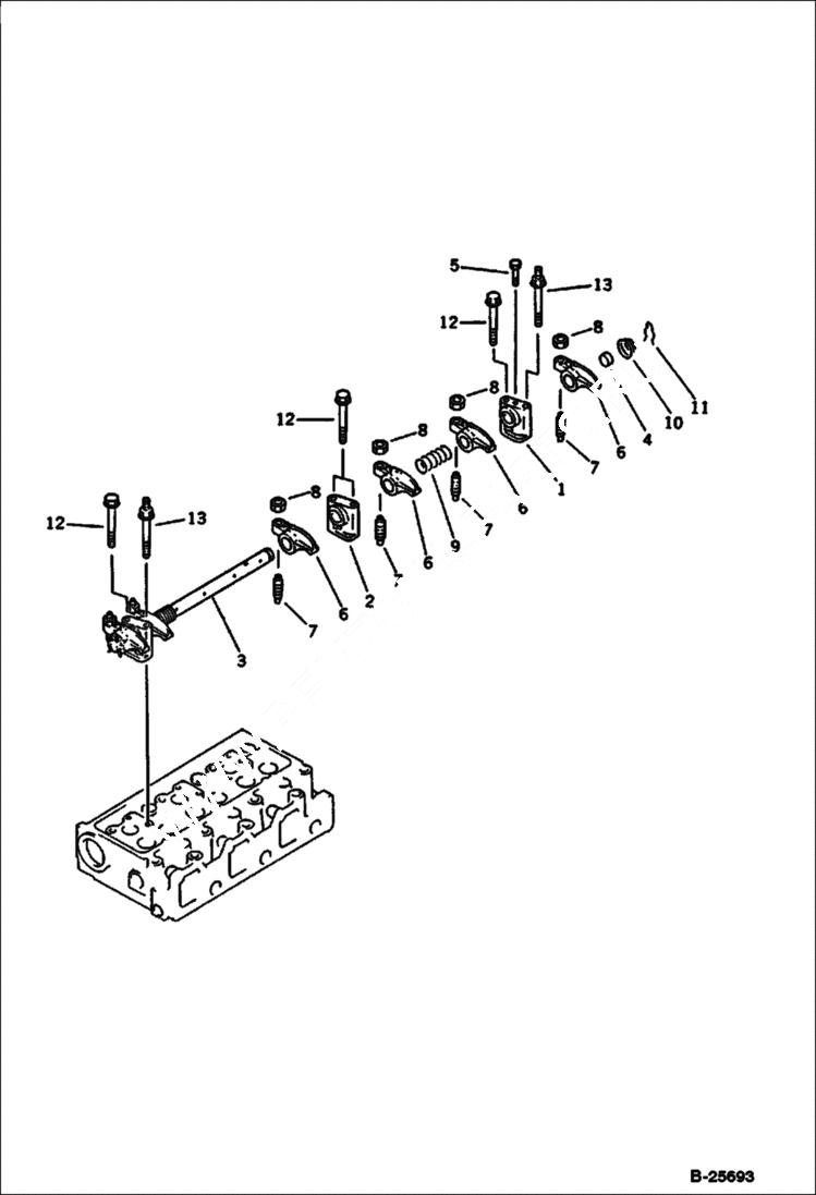 Схема запчастей Bobcat 116 - ROCKER ARM CYLINDER HEAD