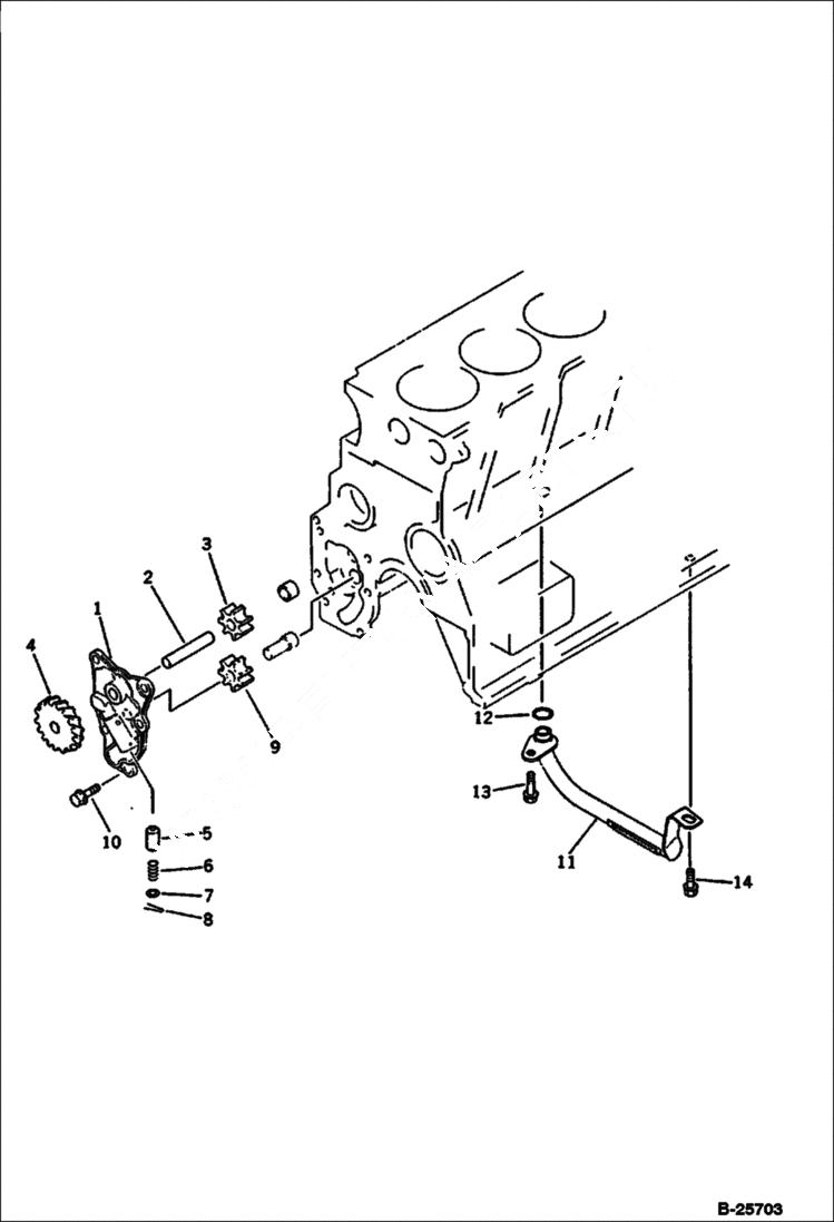 Схема запчастей Bobcat 116 - LUBRICATING OIL PUMP AND SUCTION PIPE LUBRICATING OIL SYSTEM
