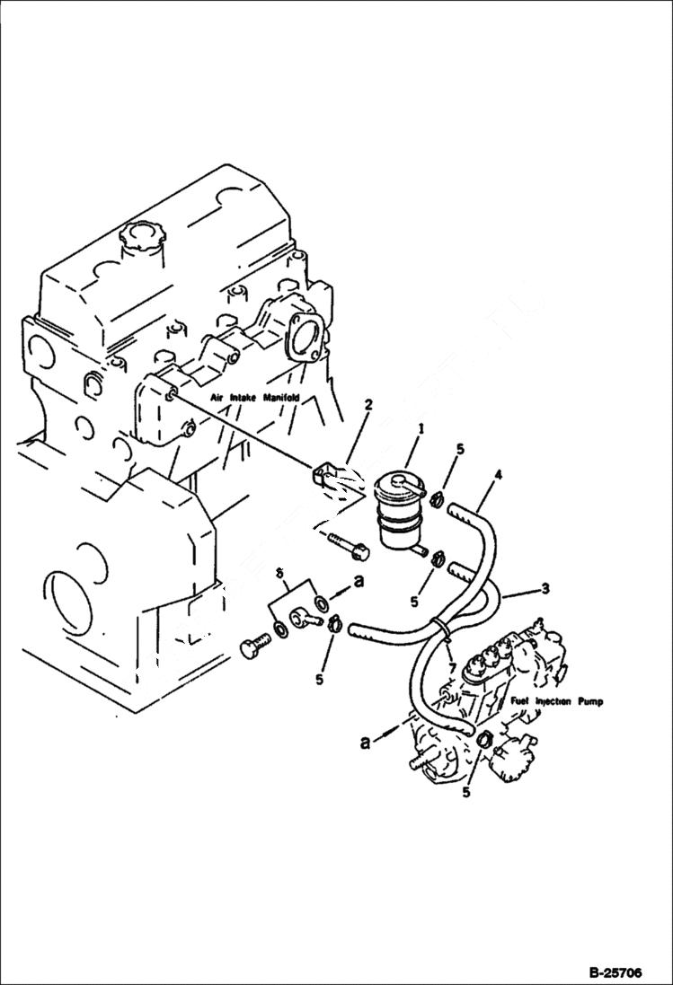 Схема запчастей Bobcat 116 - FUEL FILTER AND PIPING FUEL SYSTEM