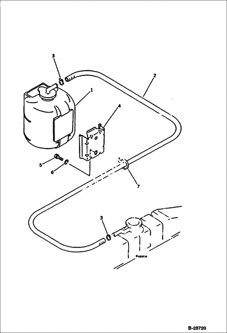 Схема запчастей Bobcat 116 - RADIATOR RESERVOIR TANK ENGINE RELATED PARTS AND ELECTRICAL SYSTEM