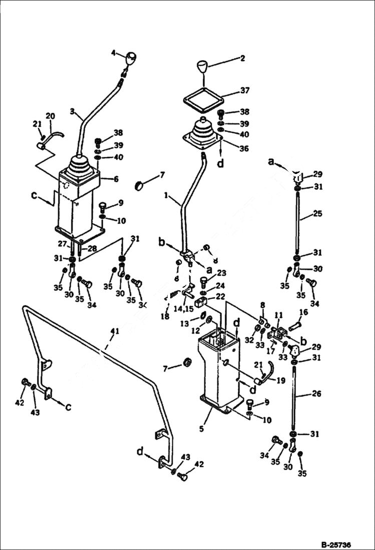 Схема запчастей Bobcat 116 - WORK EQUIPMENT CONTROL LEVER CONTROL SYSTEM AND REVOLVING FRAME