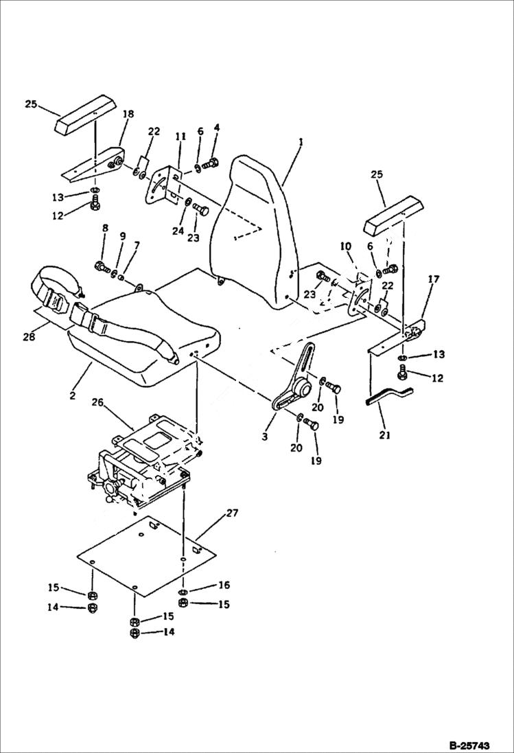 Схема запчастей Bobcat 116 - OPERATORS SEAT WITH OIL SUSPENSION GUARD