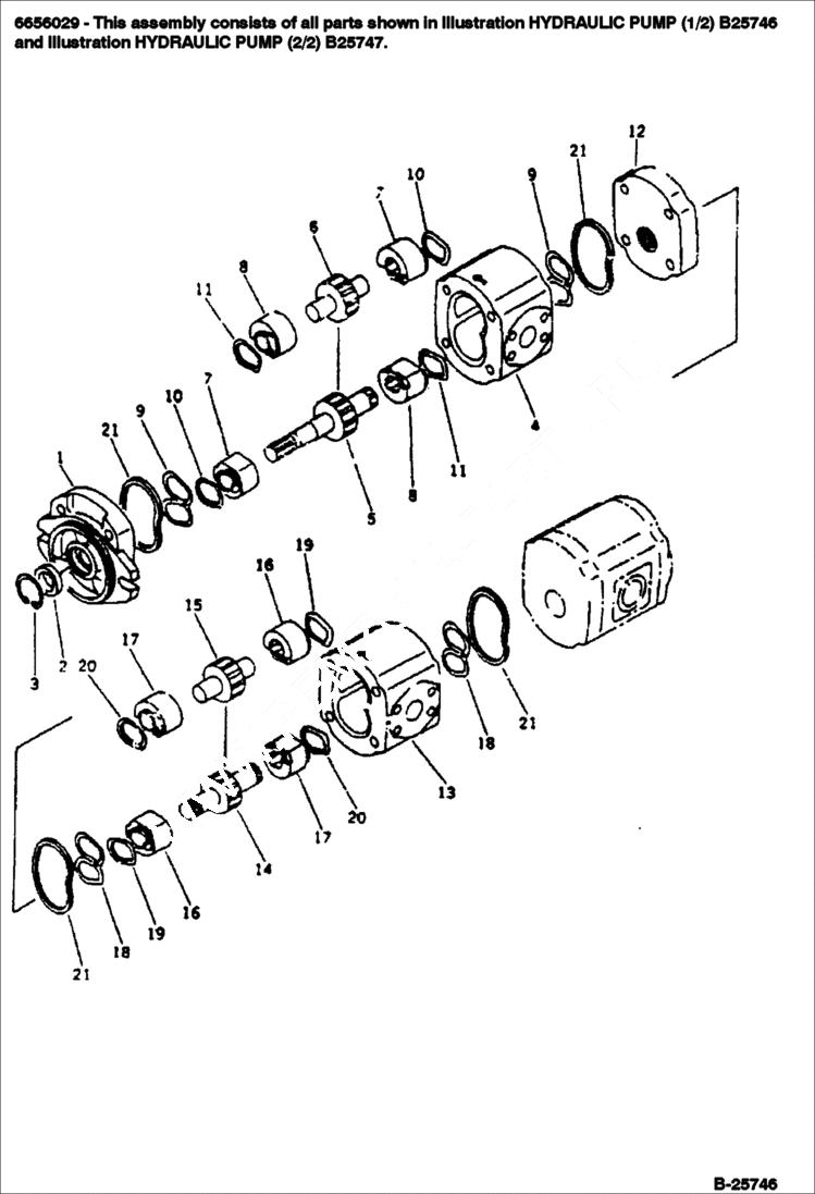 Схема запчастей Bobcat 116 - HYDRAULIC PUMP (1/2) WORK EQUIPMENT CONTROL SYSTEM