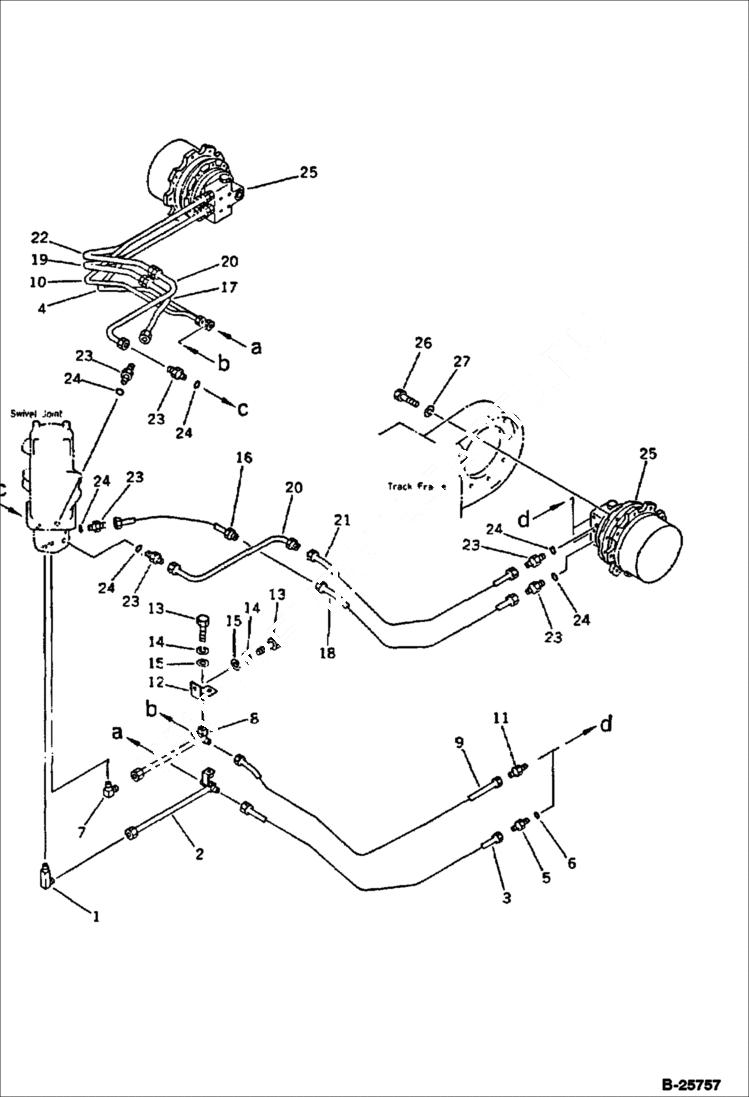 Схема запчастей Bobcat 116 - HYDRAULIC PIPING Travel Motor Line Track Side WORK EQUIPMENT CONTROL SYSTEM
