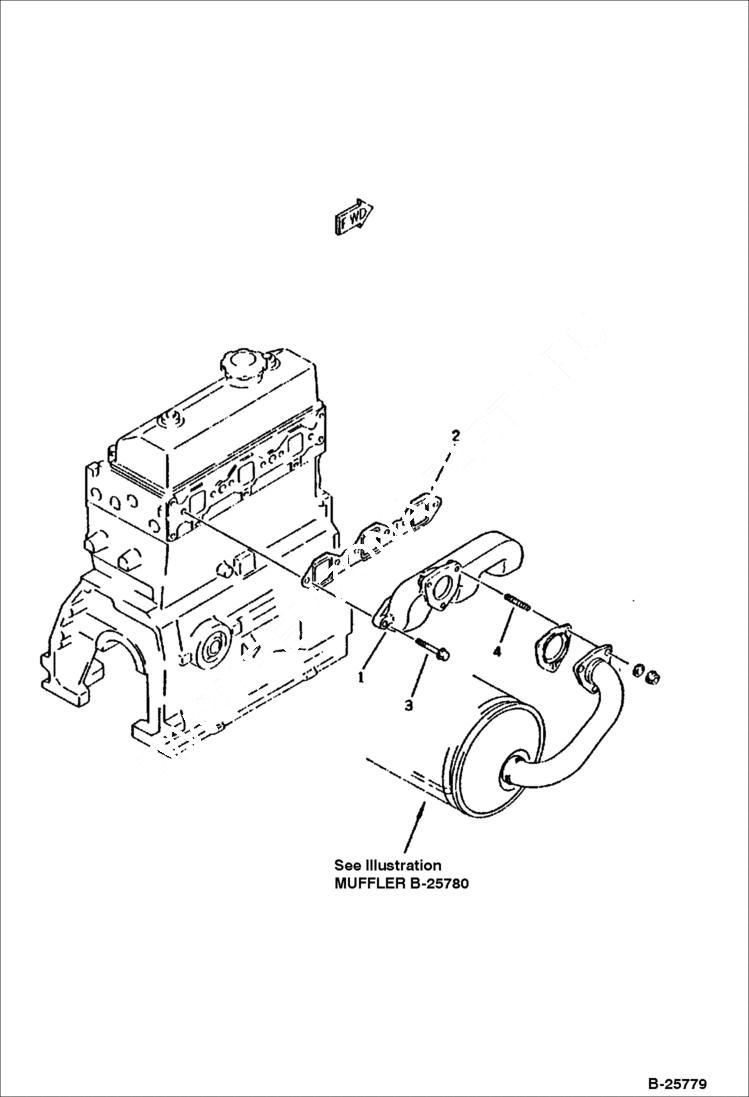 Схема запчастей Bobcat 116 - EXHAUST MANIFOLD CYLINDER HEAD