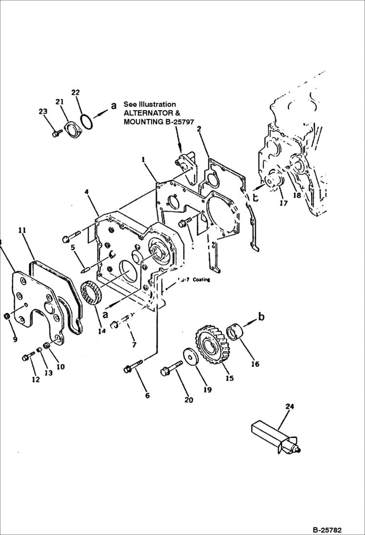 Схема запчастей Bobcat 116 - FRONT COVER AND GEAR CYLINDER BLOCK