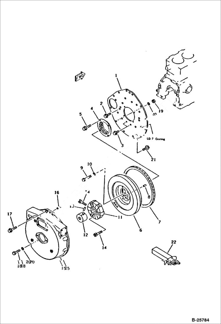 Схема запчастей Bobcat 116 - FLYWHEEL AND FLYWHEEL HOUSING CYLINDER BLOCK