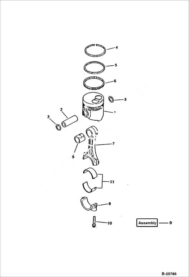 Схема запчастей Bobcat 116 - PISTON AND CONNECTING ROD CYLINDER BLOCK