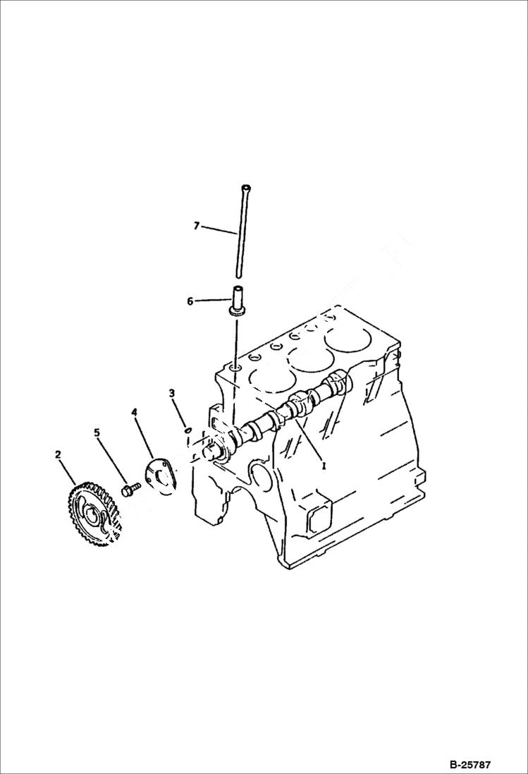 Схема запчастей Bobcat 116 - CAMSHAFT AND TAPPET CYLINDER BLOCK