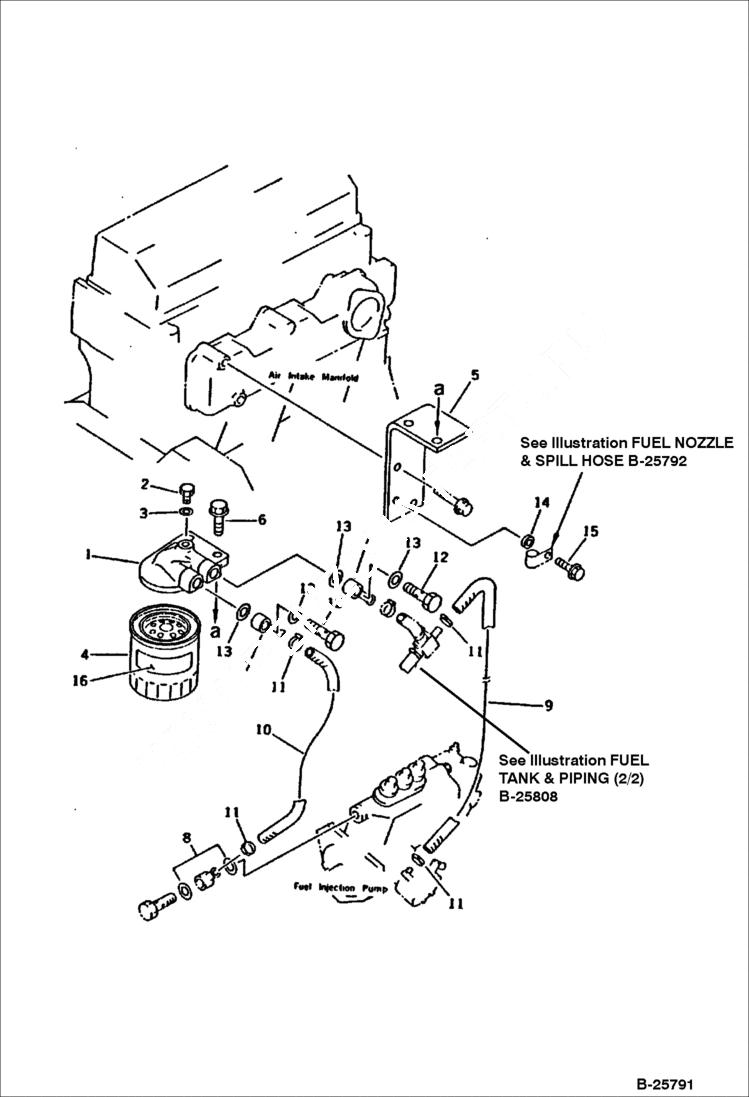 Схема запчастей Bobcat 116 - FUEL FILTER AND PIPING FUEL SYSTEM